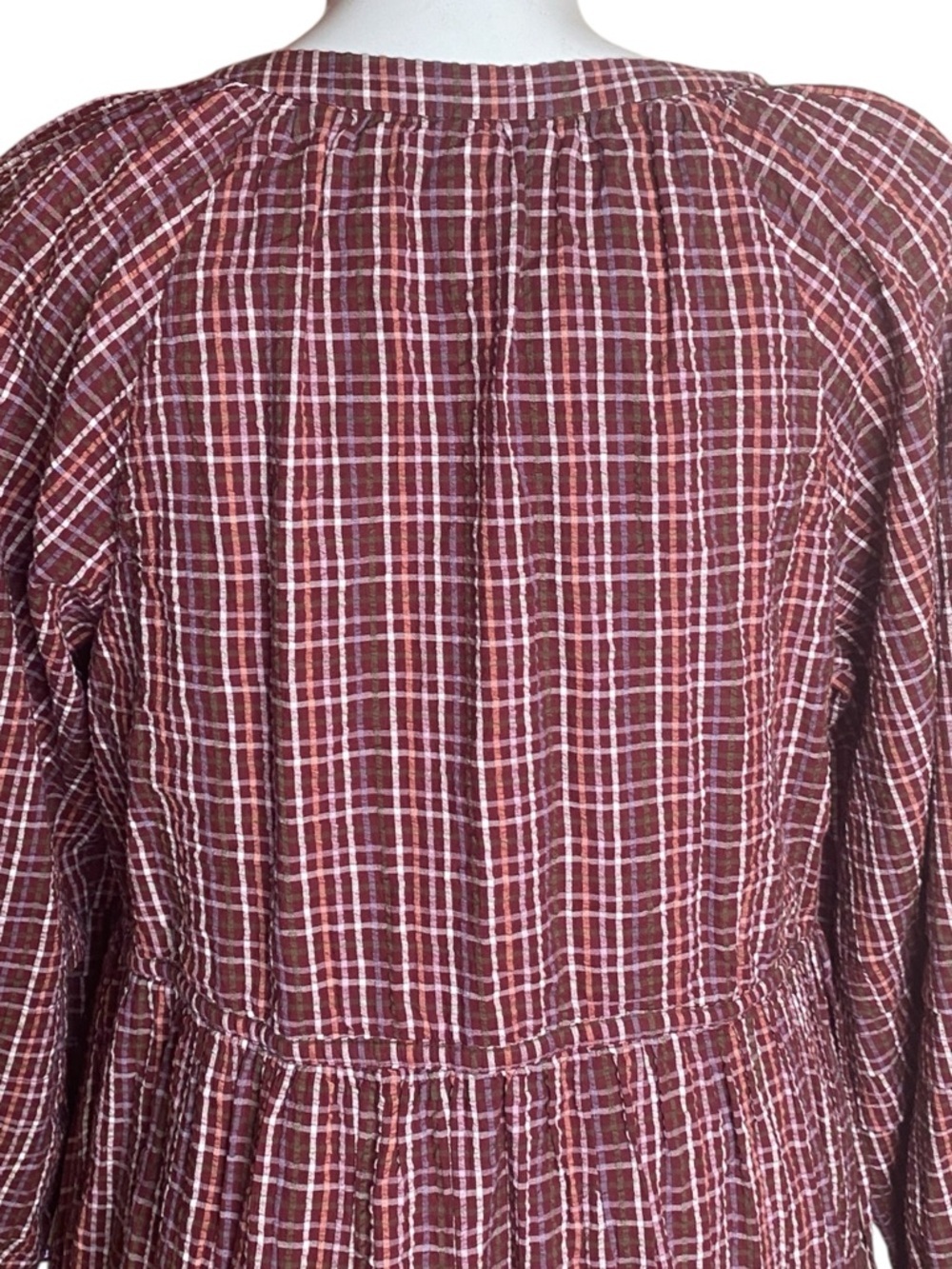 Madewell Seersucker Wrap Mini Dress (Style NH100), size XL New - Picture 6 of 11